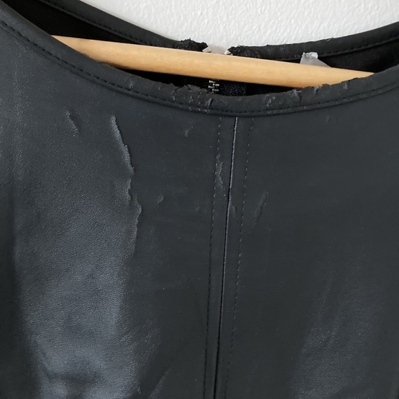 Preloved Oasis Pleather Black Front Zip Back Dress Size UK 14 - Picture 8 of 13